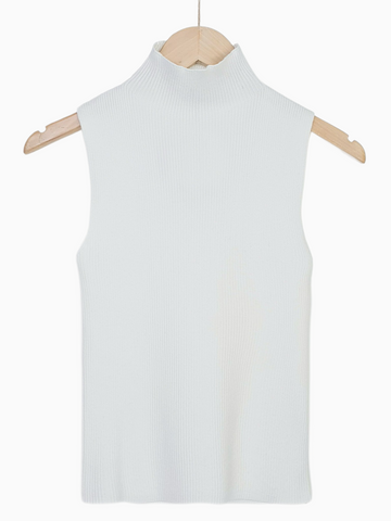 AIMEE | Ribbed Crossover Top | White