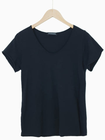 ELIA | Breton Henley Top | White/Navy