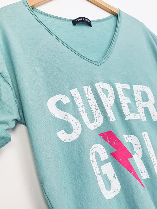 NEW | SUPER GIRL | T-Shirt | Soft Green