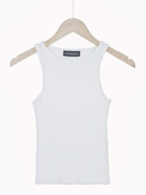 YULIA | Ribbed Knit Tank Top | White