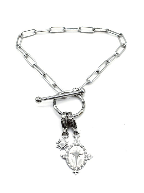 Chain, Ring, Bar & Charms Bracelet | Silver