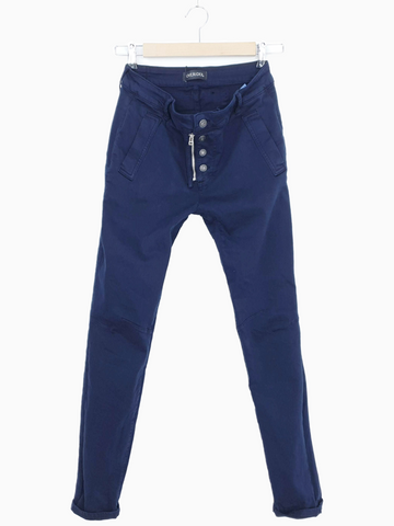INGA | Skinny Jeans with Zip & Buttons | Denim