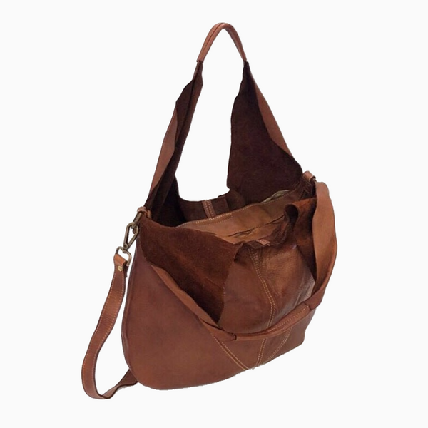 LILITH Washed Leather Slouch Bag Tan OVERIDER