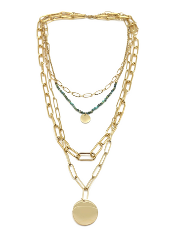 Turquoise & Pearl Necklace | Gold