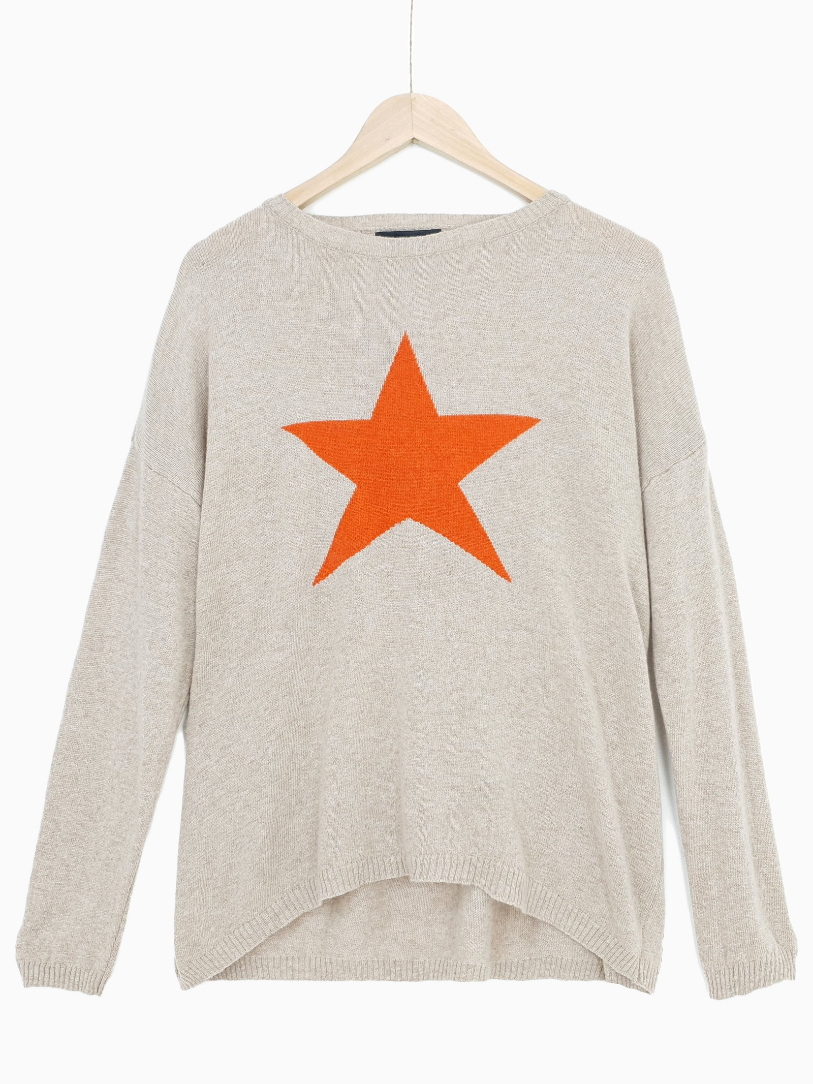 STAR JUMPER - Cashmere Blend Jumper - Beige/Orange <br>ONLINE EXCLUSIVE - FREE DELIVERY