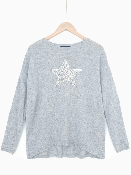 STAR JUMPER Cashmere Blend Sequin Jumper Grey – OVERIDER