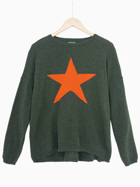 STAR JUMPER Cashmere Blend Jumper Khaki Orange OVERIDER