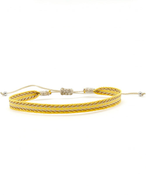 Woven Fabric Wristband Bracelet | Yellow Chevron