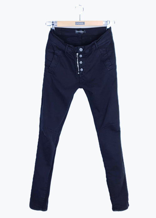 INGA | Skinny Jeans with Zip & Buttons | Black