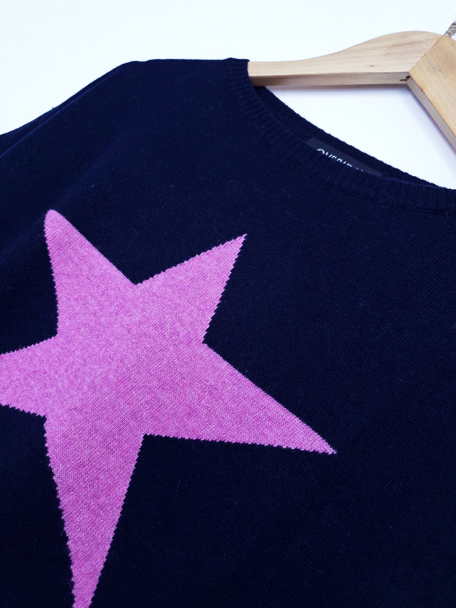STAR JUMPER - Cashmere Blend Jumper - Navy/Fuchsia <br>ONLINE EXCLUSIVE - FREE DELIVERY