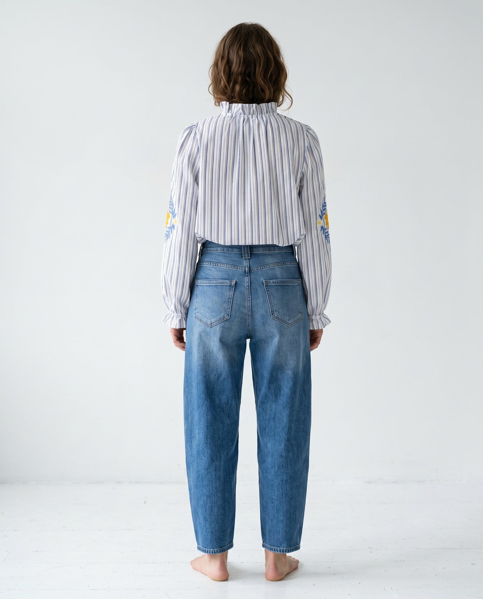 OFRA | Ruffle Collar Tunic | Blue Stripes