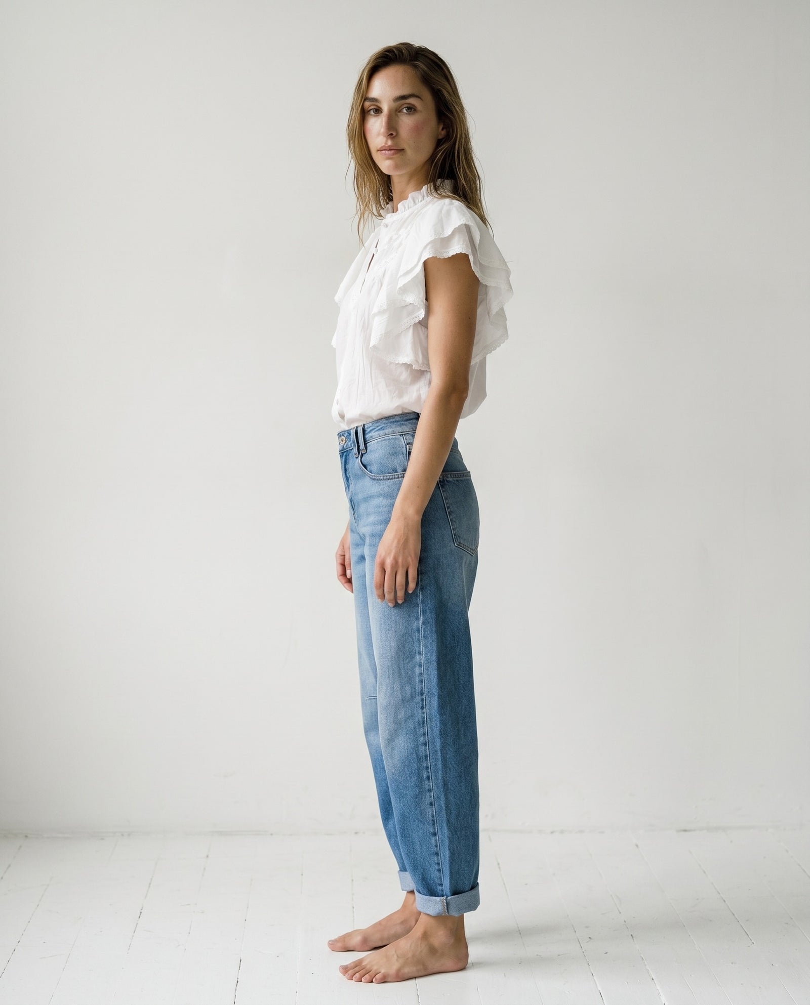 DALIA | Flutter Sleeve Top | White