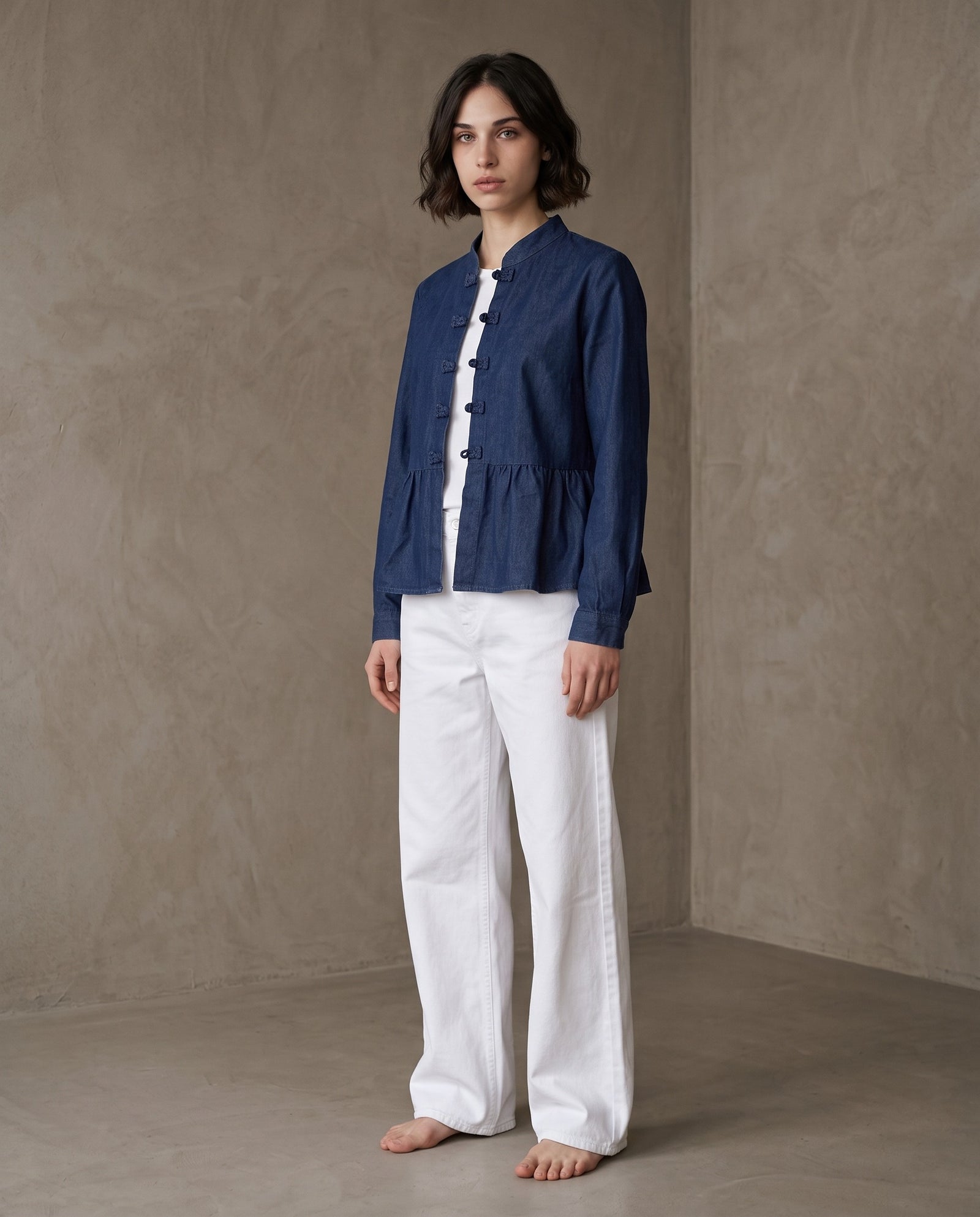 OTTA | Mandarin Collar Jacket | Indigo
