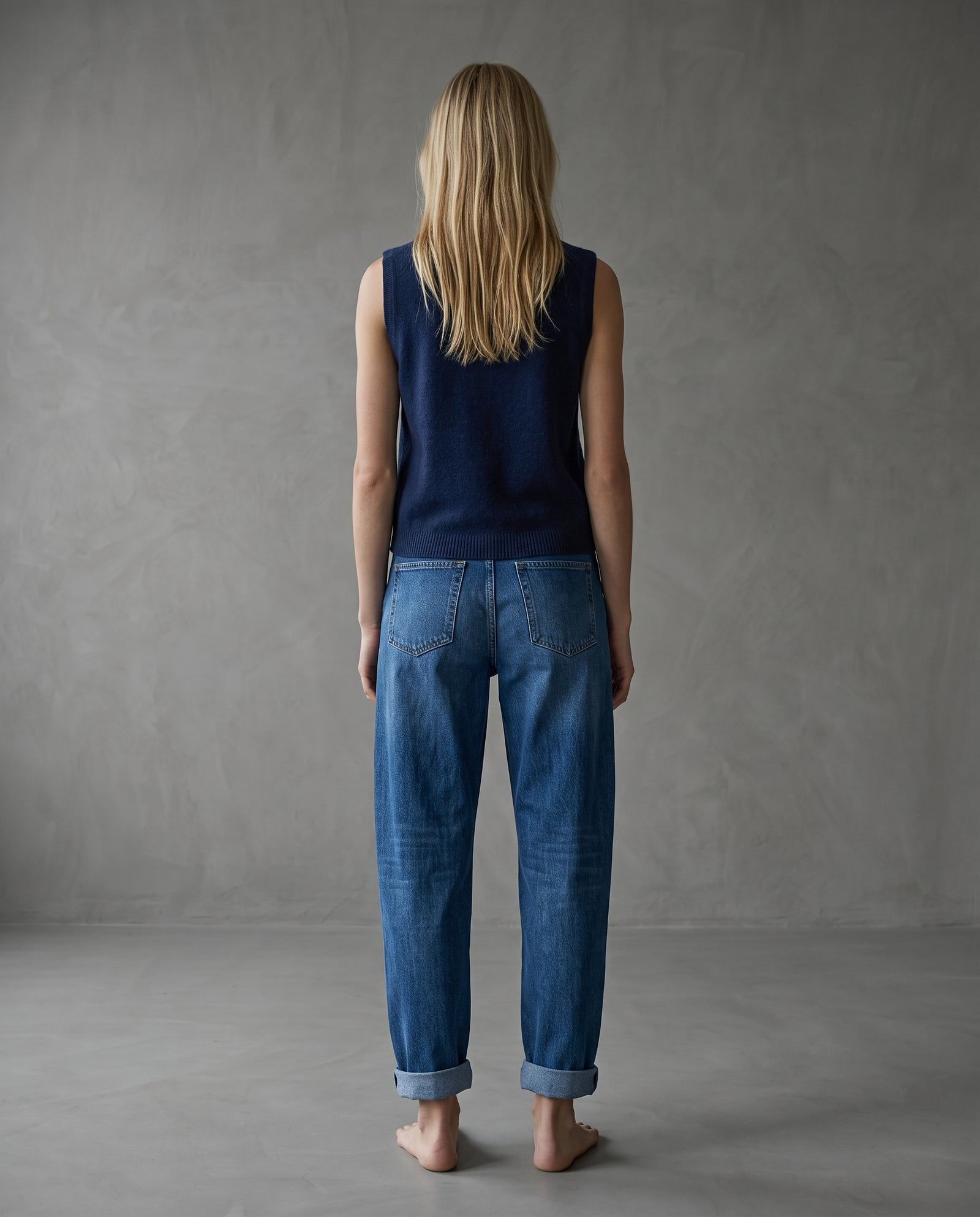 LUZI | Knot Sleeveless Knit Top | Navy