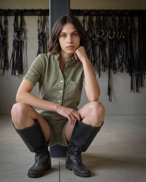 IRIT | Ruffle Short Playsuit | Khaki