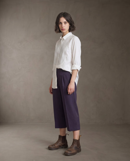 ADINA |  Striped Bib Shirt | White/Blue