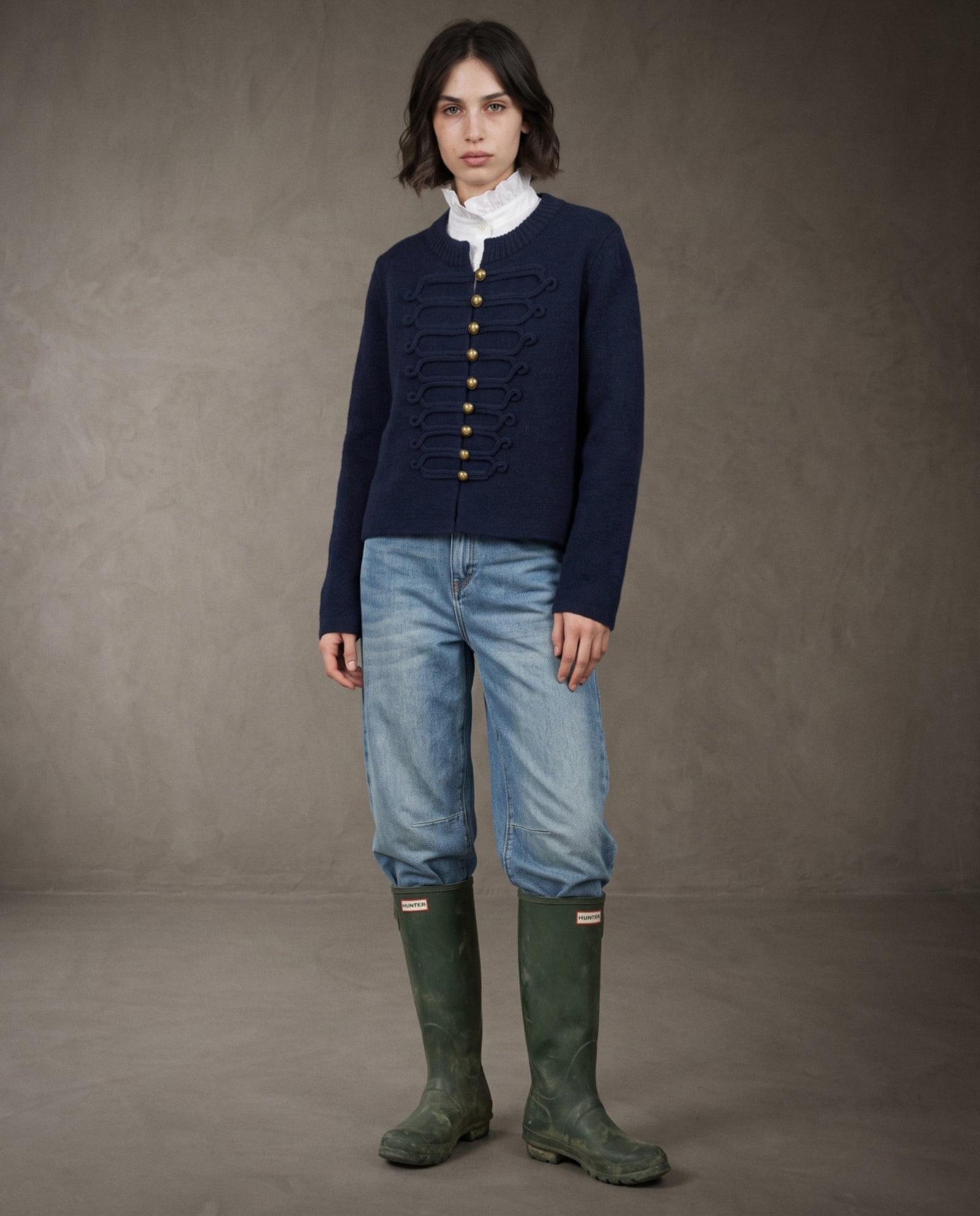 LIZET | Military Knit Cardigan | Navy