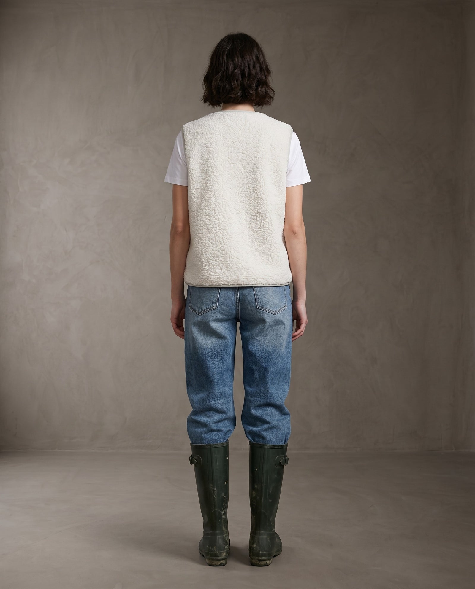 ORNA | Faux Shearling Gilet | Ecru