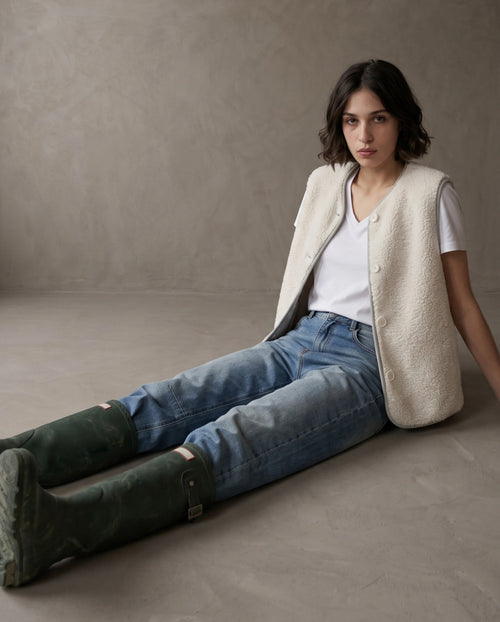 ORNA | Faux Shearling Gilet | Ecru