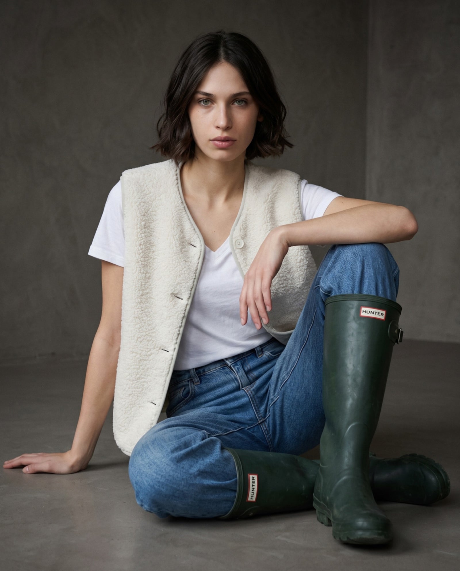 ORNA | Faux Shearling Gilet | Ecru