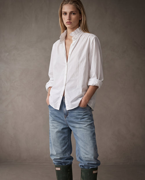 EDEN | Ruffle Collar Shirt | White
