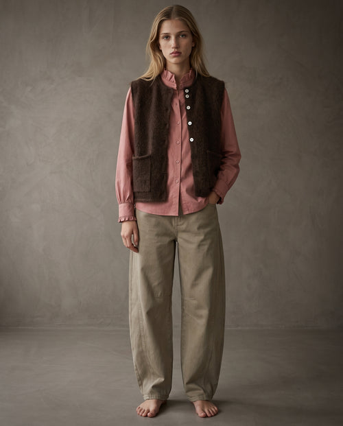 LALLY | Crop Sleeveless Cardigan | Brown
