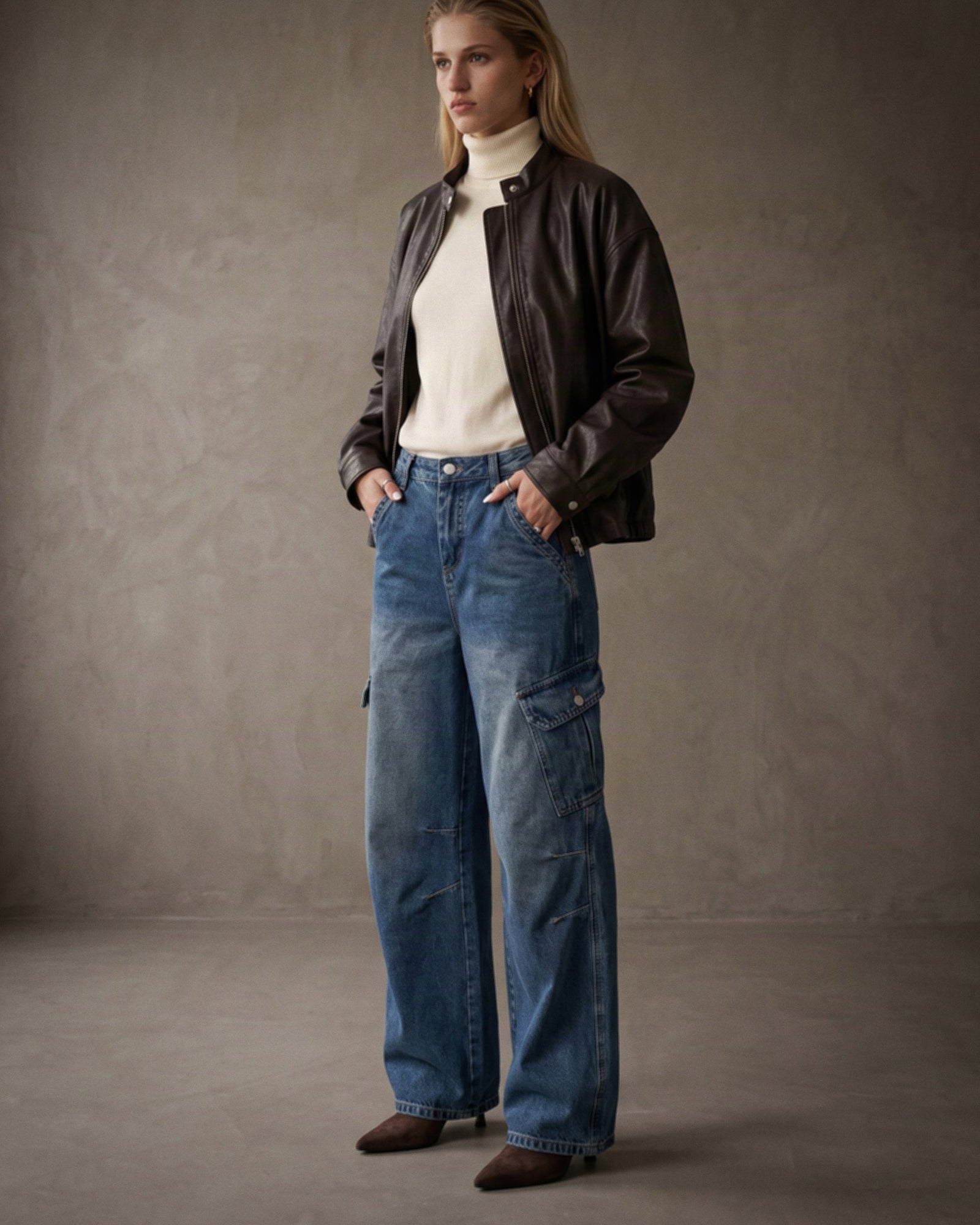 CAMILLE | Barrel Cargo Jeans | Blue