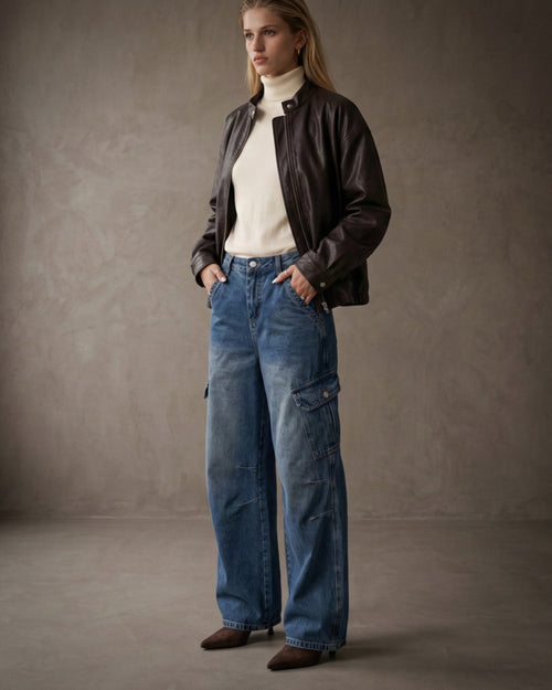 CAMILLE | Barrel Cargo Jeans | Blue