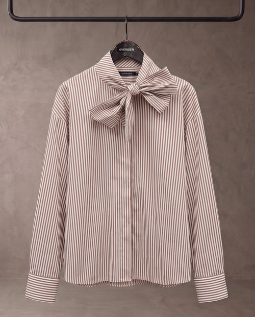 ERICO | Bow Tie Blouse | Taupe Stripe
