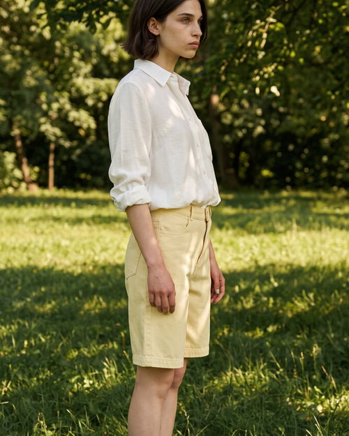 ABIGAIL  | Bubble Hem Shirt | White