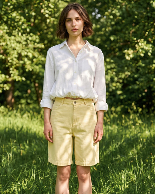 ABIGAIL  | Bubble Hem Shirt | White