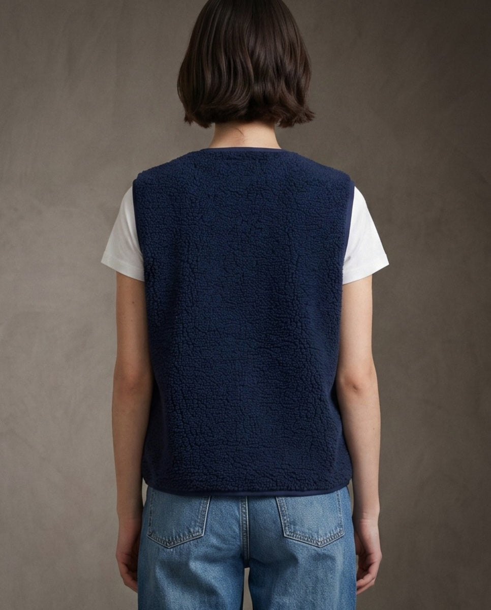 ORNA | Faux Shearling Gilet | Navy