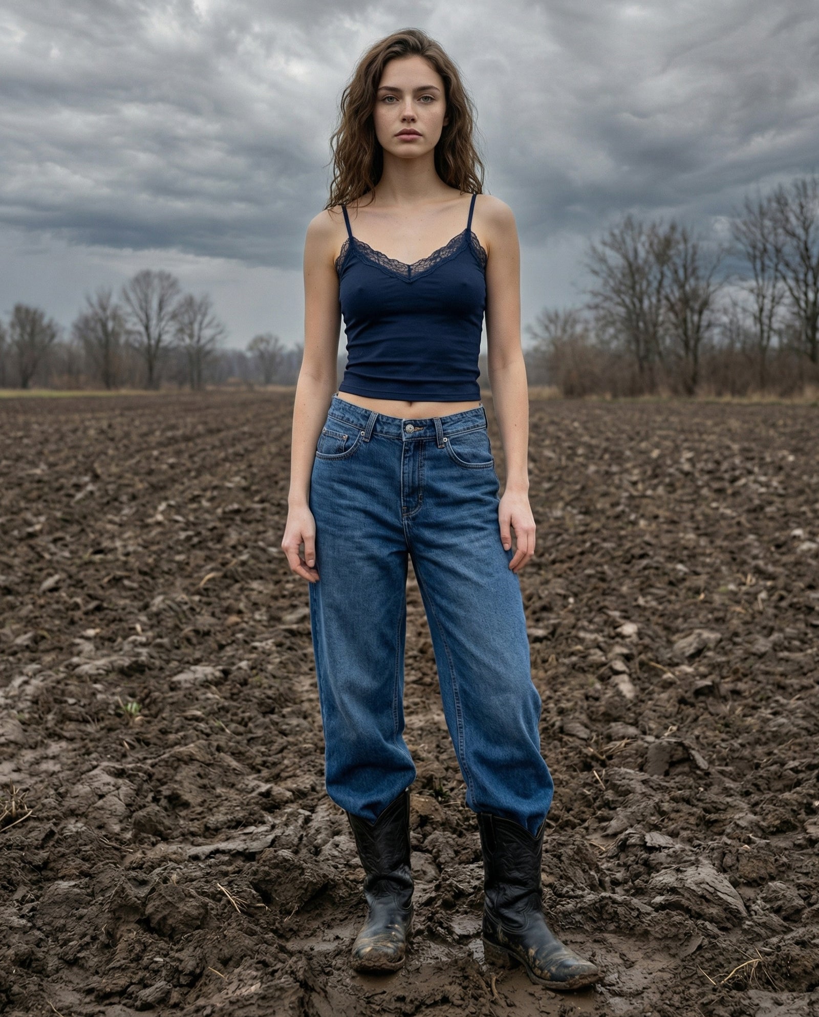 ELENA | Lace Trim Cami | Petrol