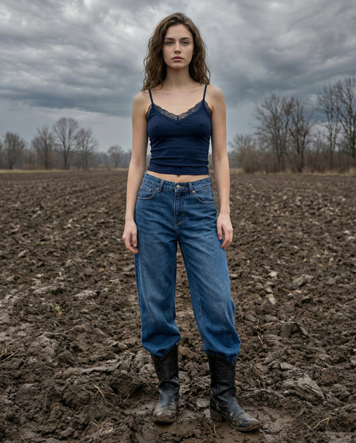 ELENA | Lace Trim Cami | Petrol