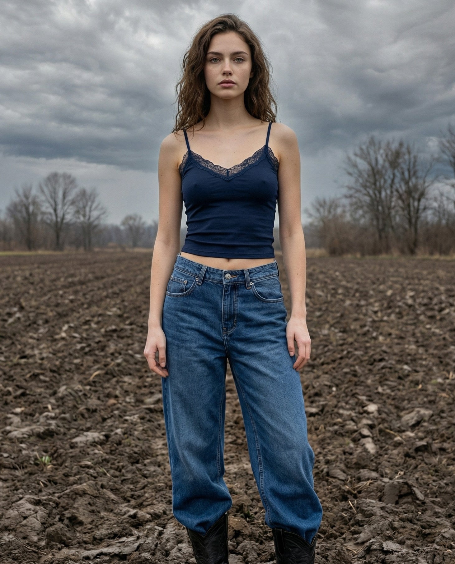 ELENA | Lace Trim Cami | Petrol