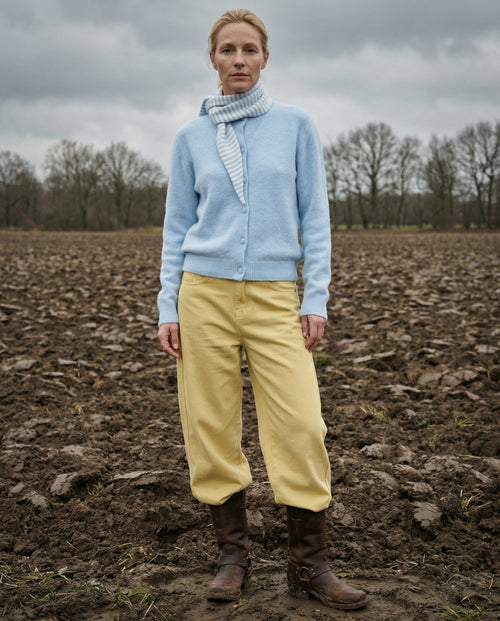 YAARA | Cardigan Knit with Scarf | Pale Blue