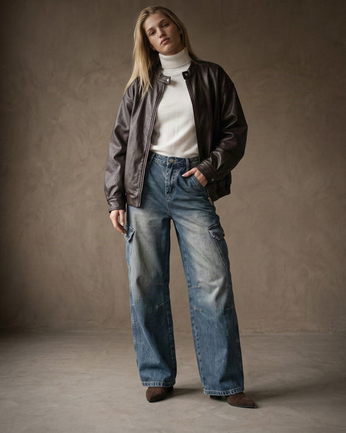 CAMILLE | Barrel Cargo Jeans | Blue