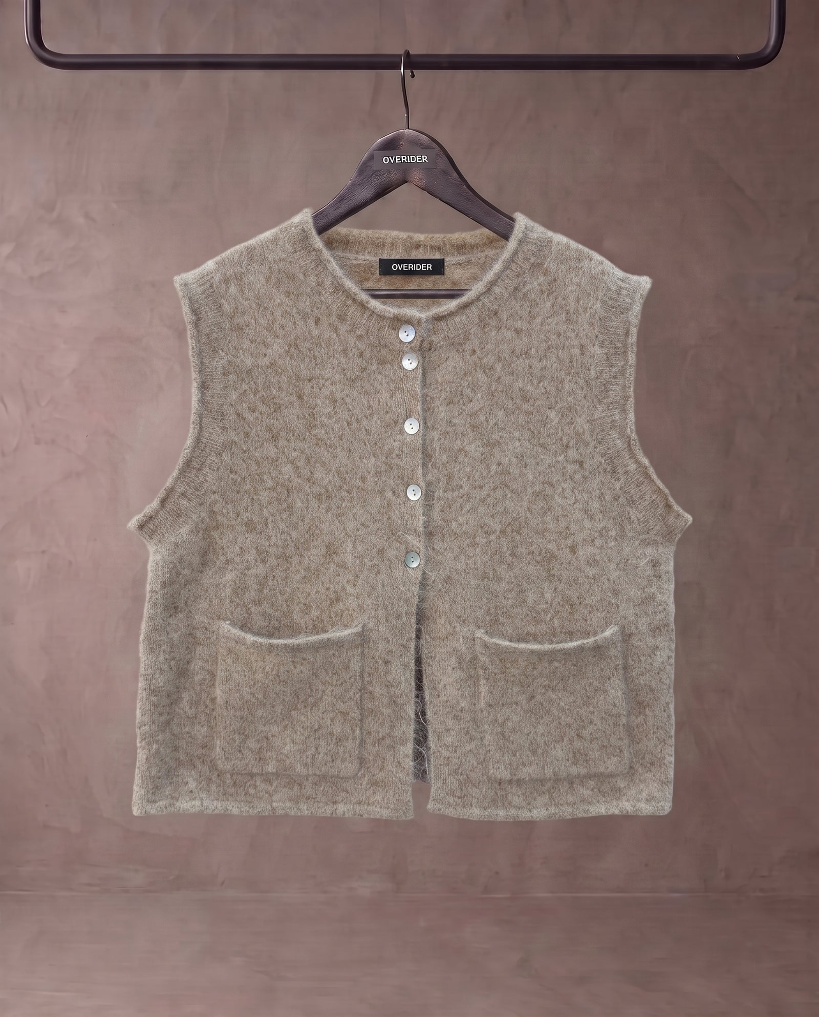 LALLY | Crop Sleeveless Cardigan | Oatmeal Beige
