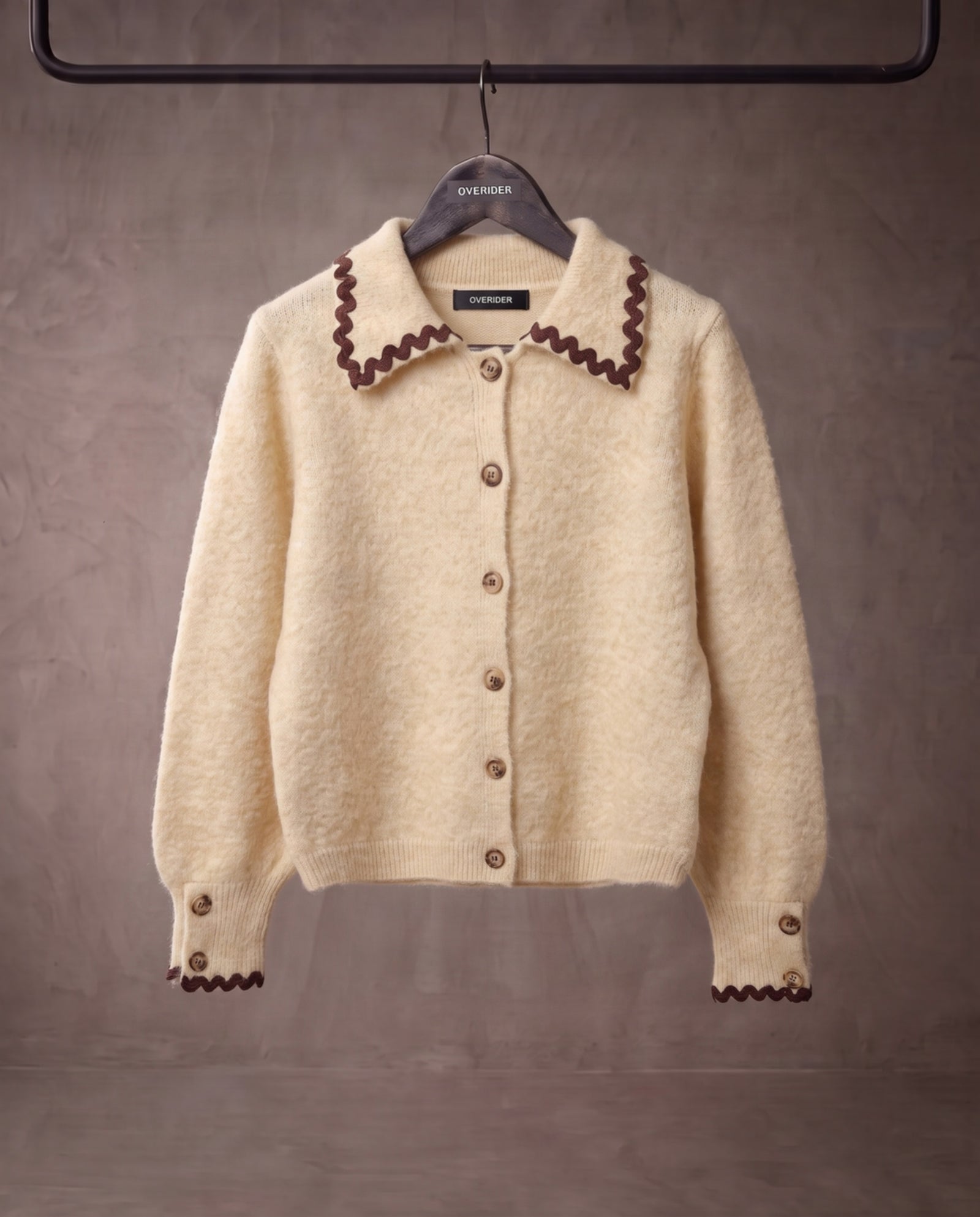 BRONTE | Ric-Rac Collar Cardigan | Cream