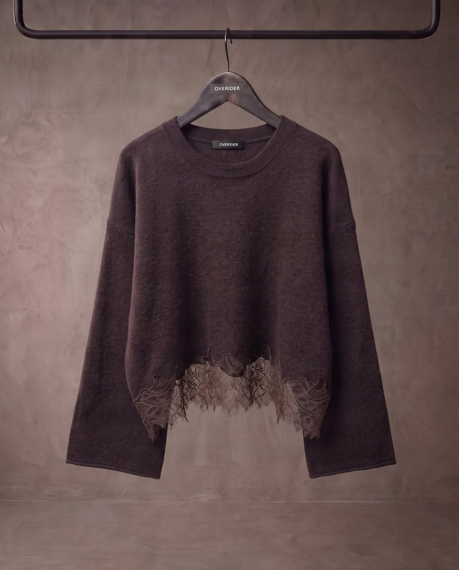 ALICE | Lace Hem Knit Sweater | Chocolate