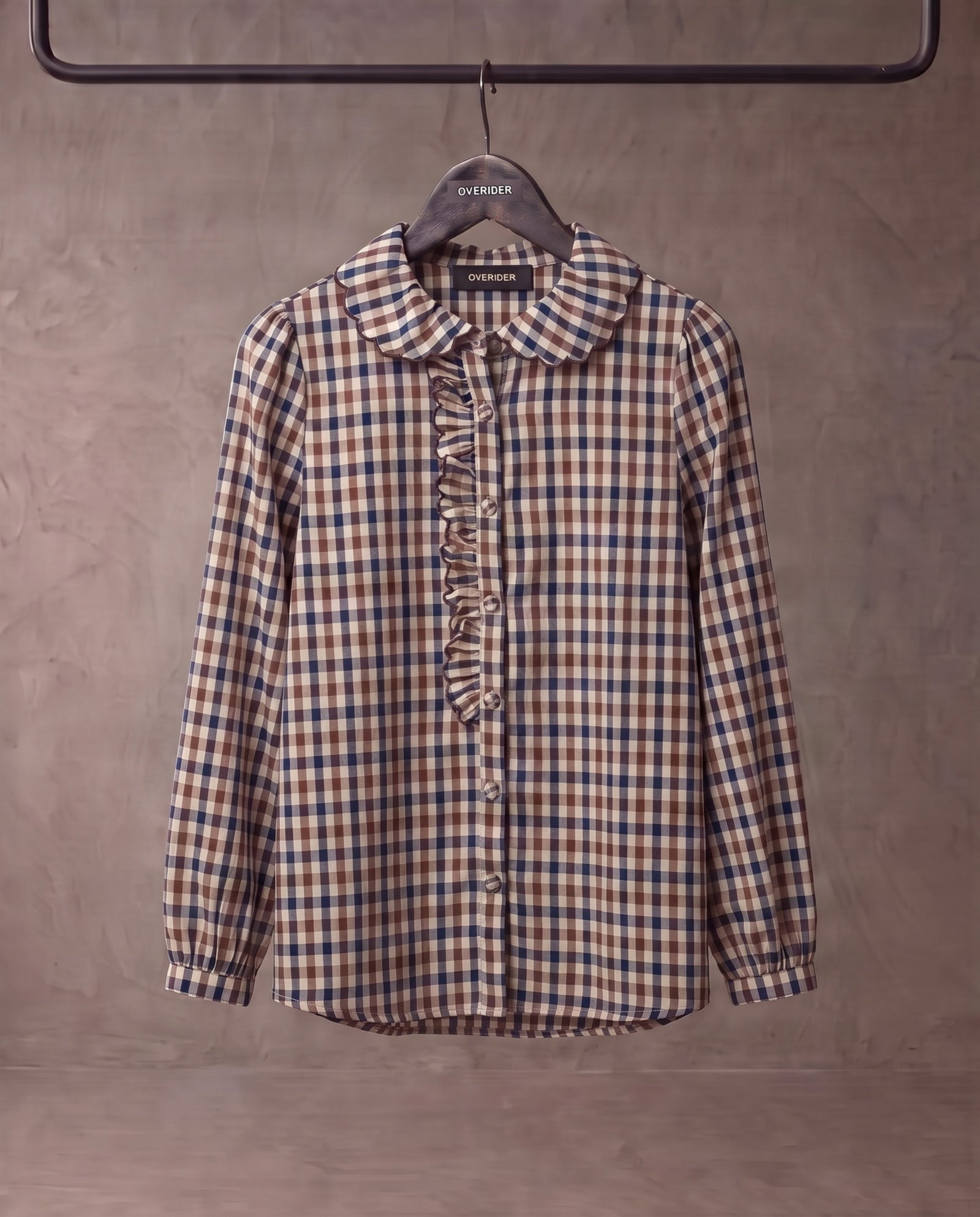 SABINE | Ruffle Collar Shirt | Check