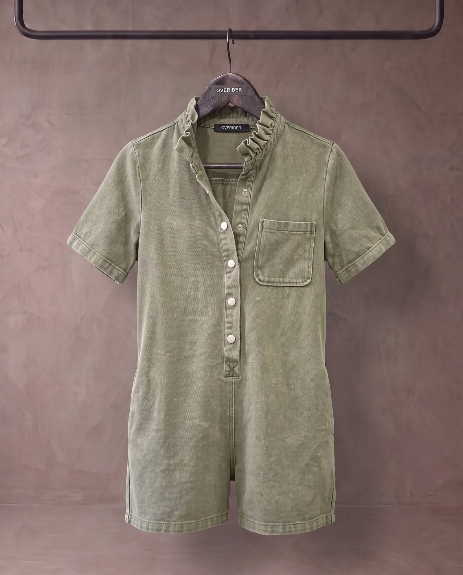 IRIT | Ruffle Short Playsuit | Khaki