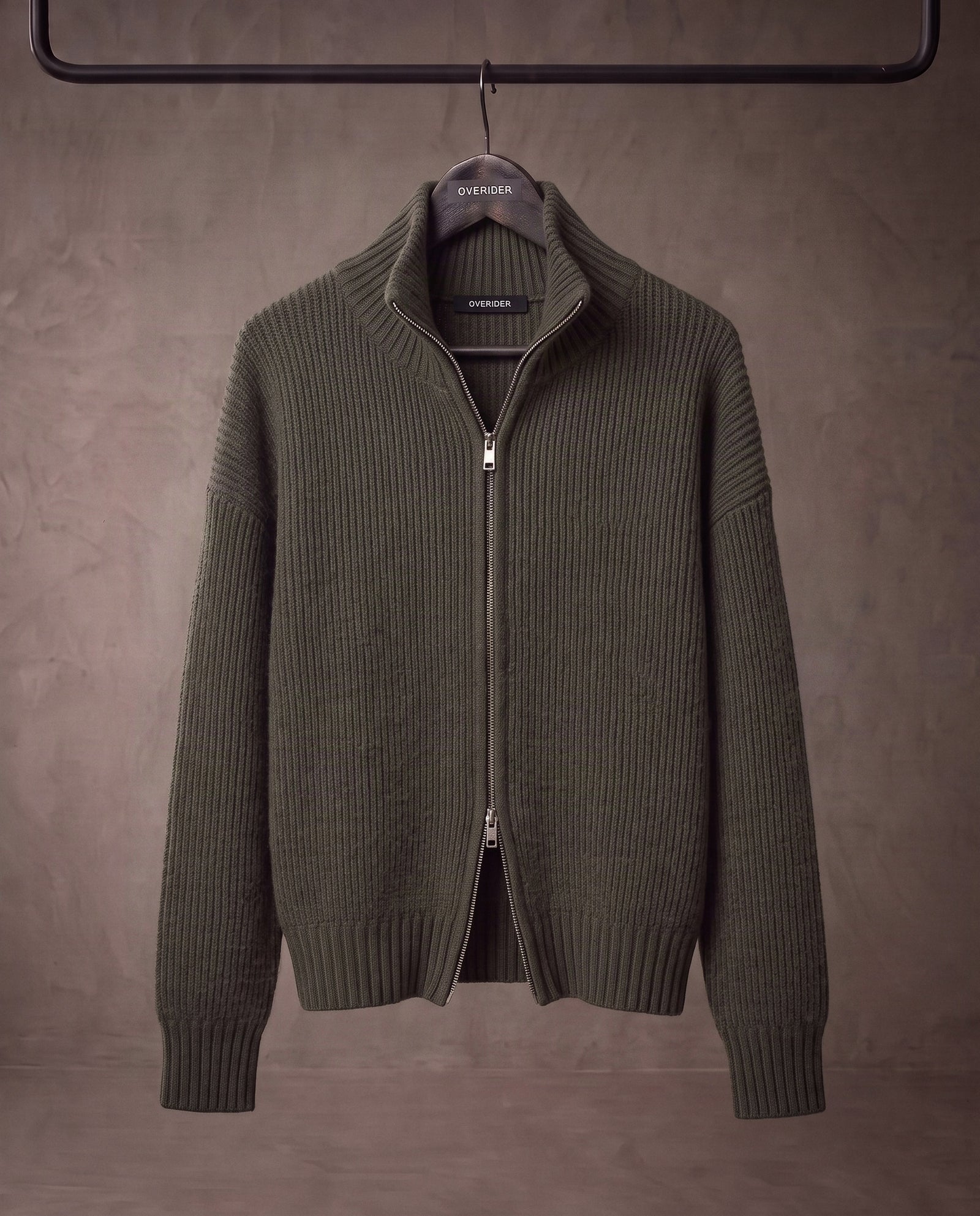 ALBA | Ribbed Zip Cardigan | Olive