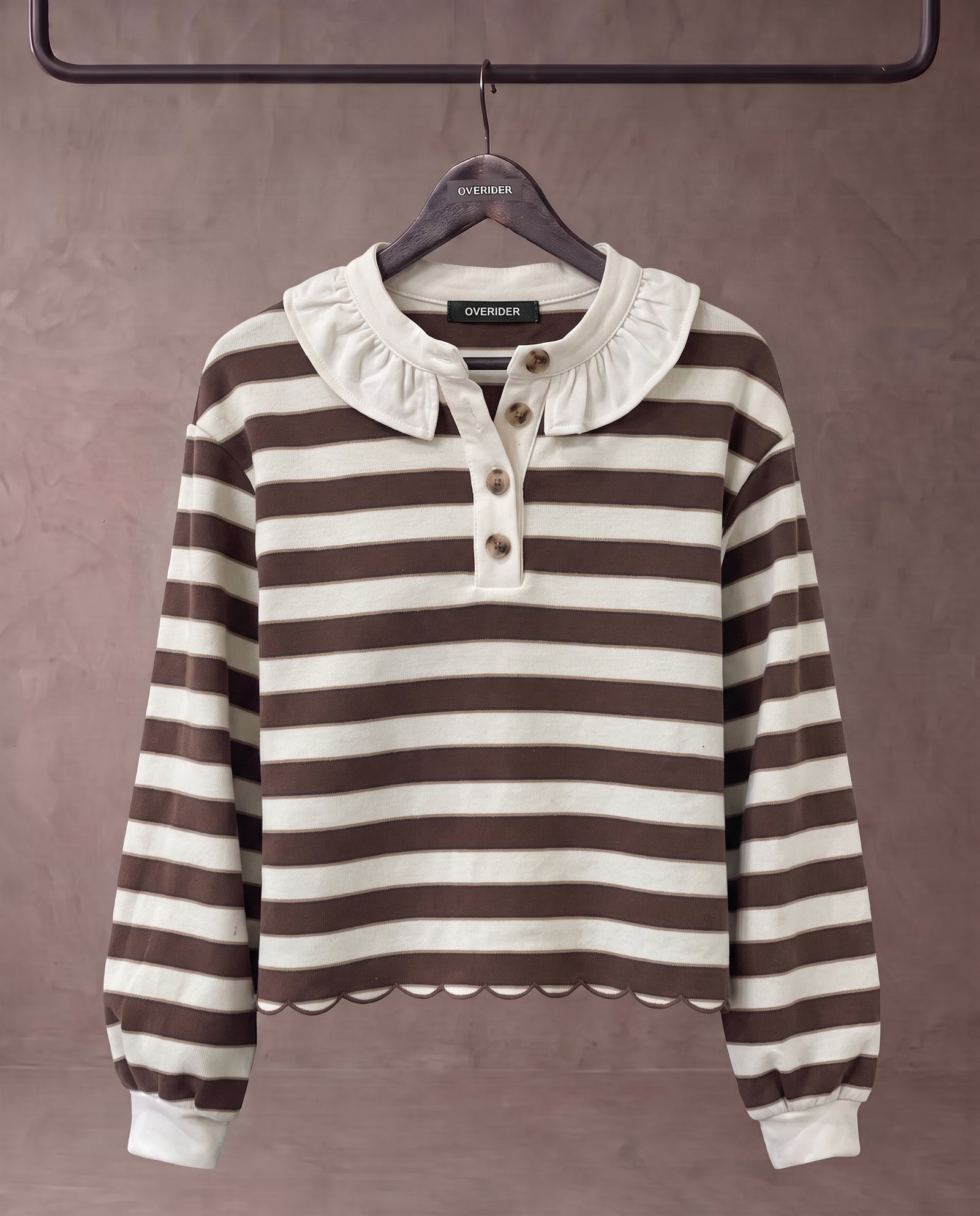MIA | Layered Collar Sweatshirt | Chocolate Stripes