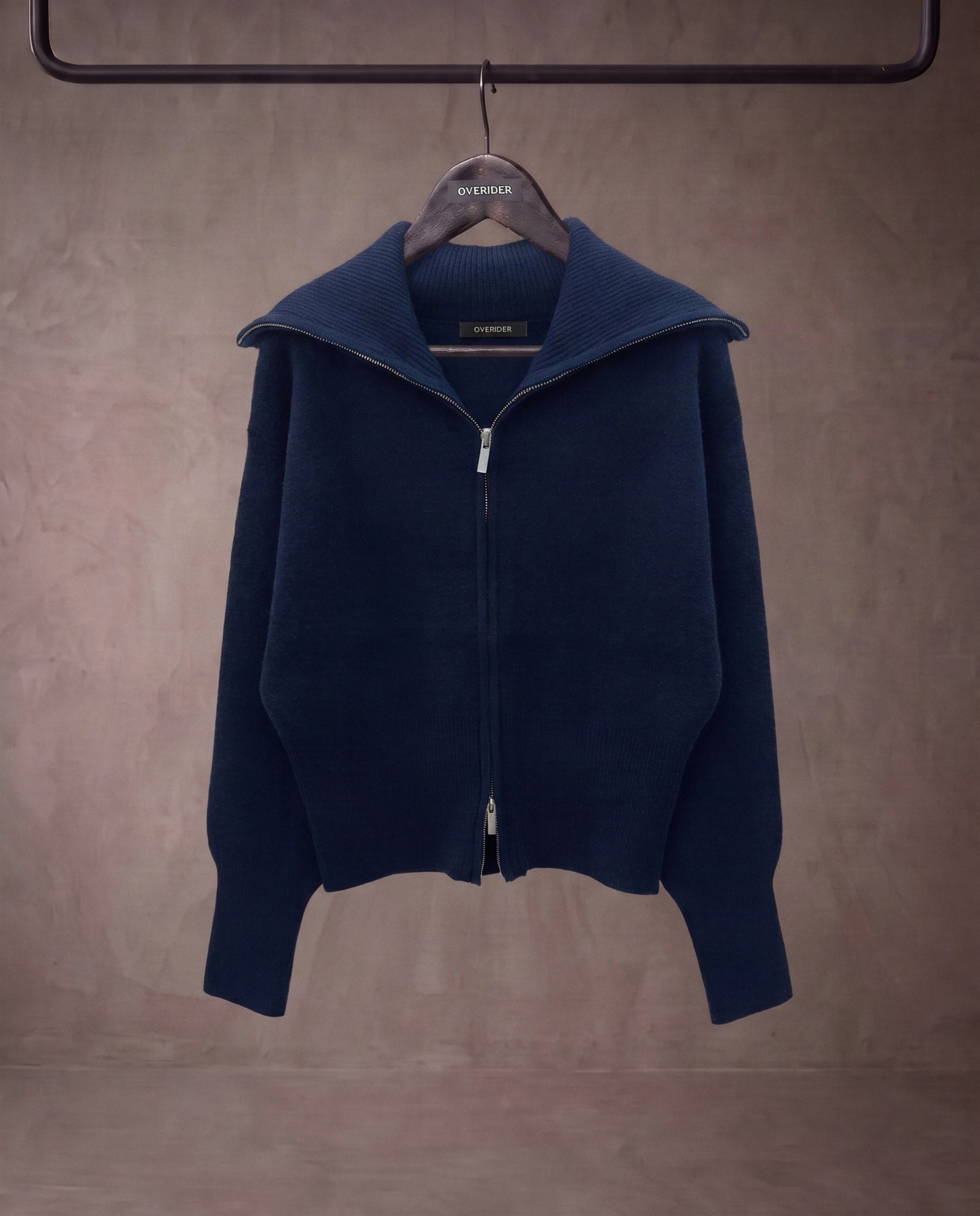 LUCIE | Hi-Collar Zip Cardigan | Midnight