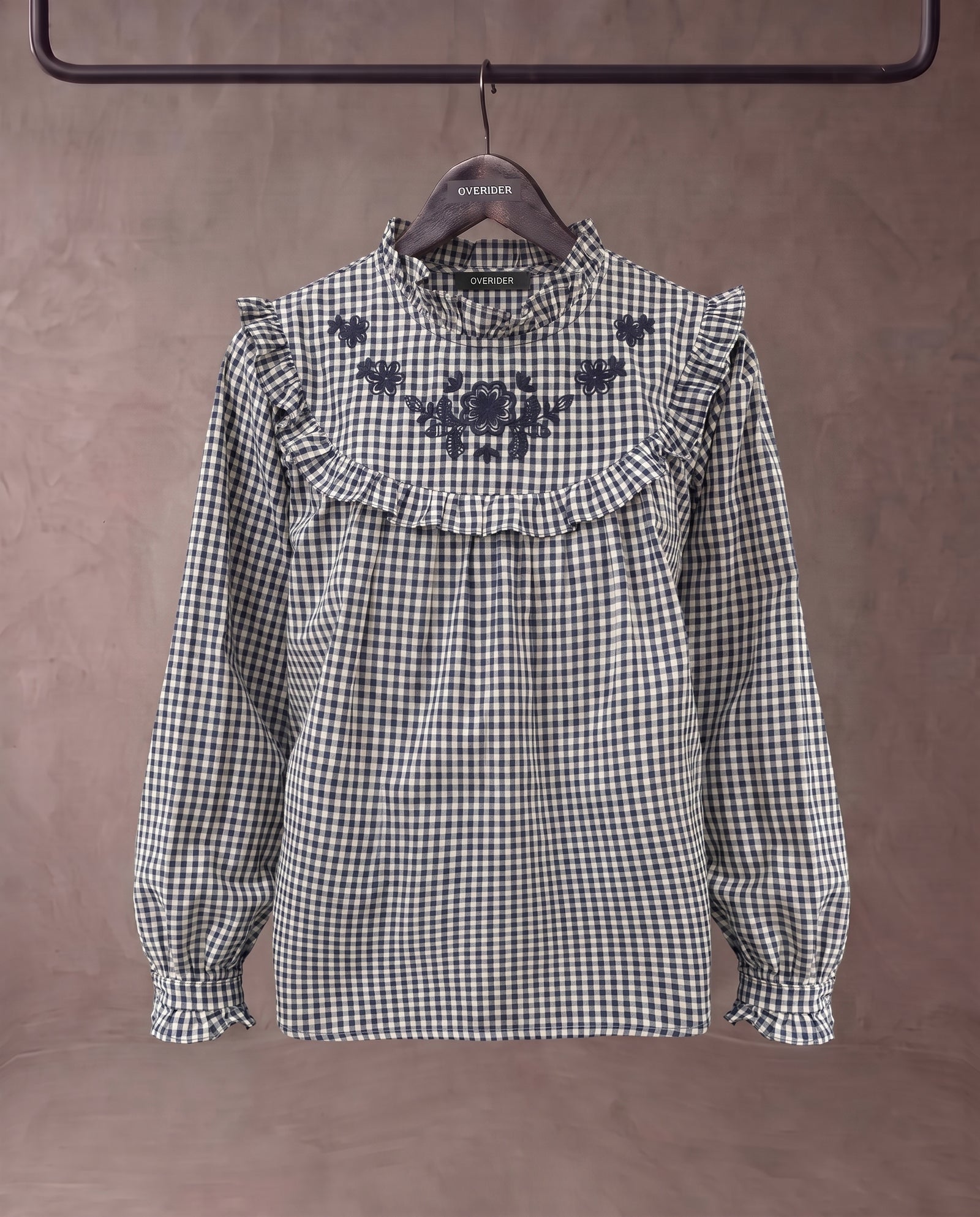 LISSI | Embroidered Blouse | Navy Gingham