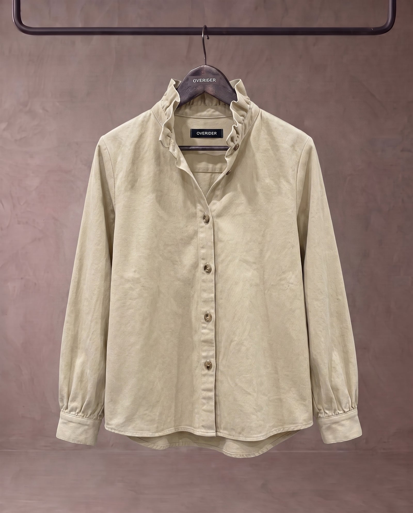 SHIRI | Ruffle Collar Overshirt | Ecru