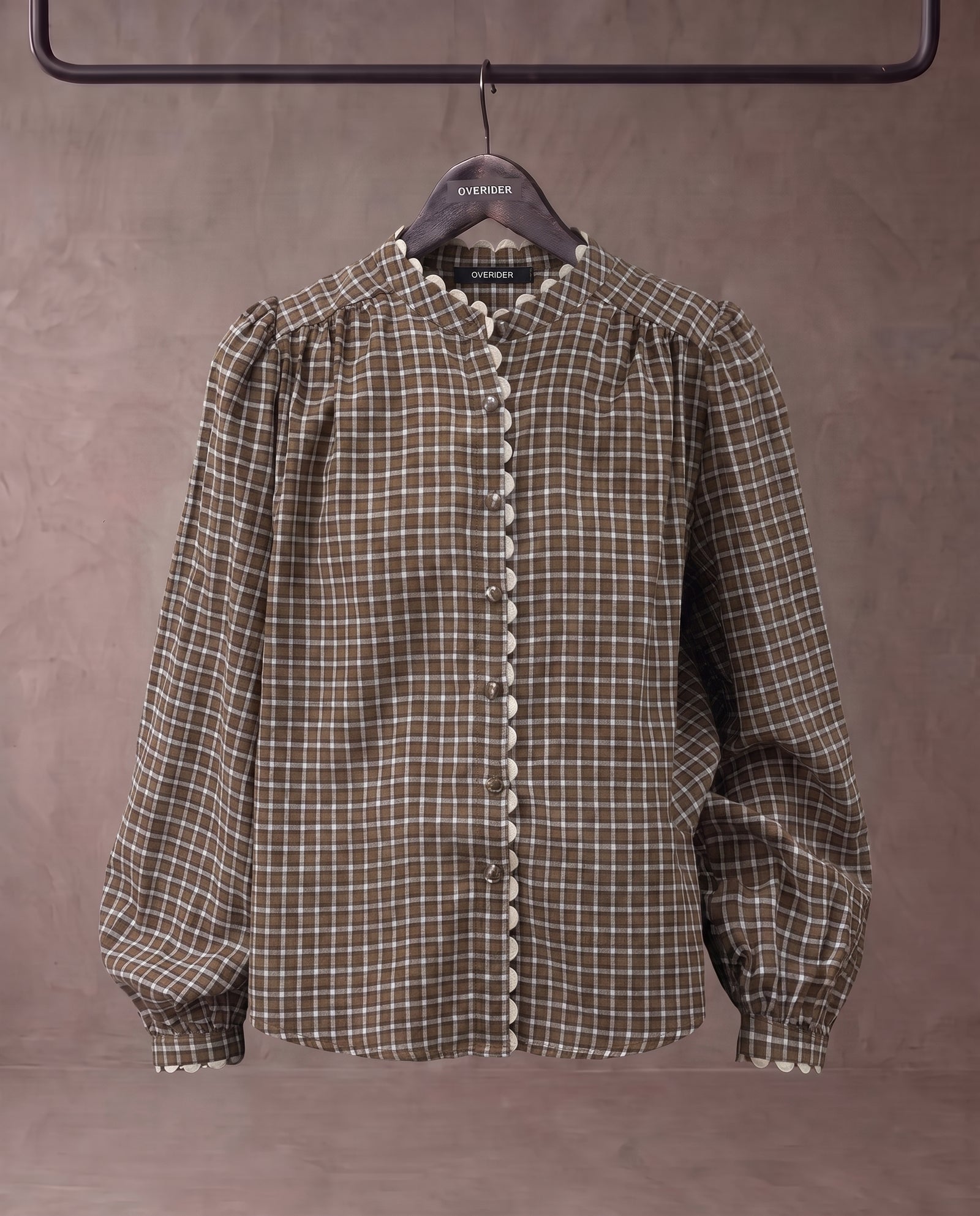 Eugénie | Scallop Plaid Shirt | Mocha