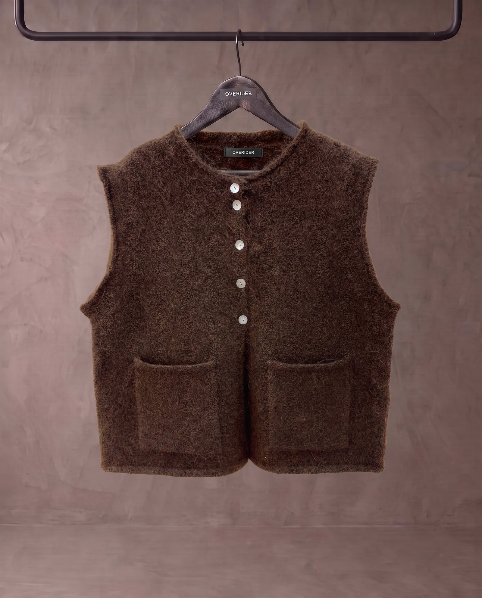 LALLY | Crop Sleeveless Cardigan | Brown