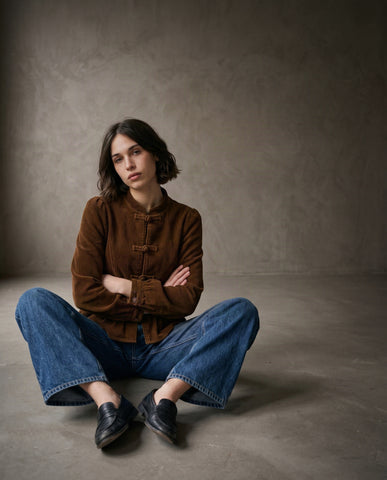 MARIANNE | Ruffle Collar Shirt | Navy Check